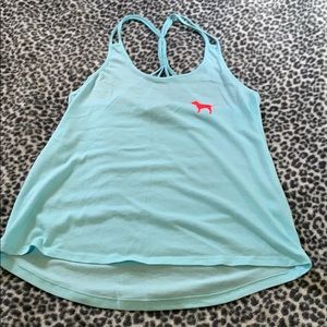 L. Blue halter top